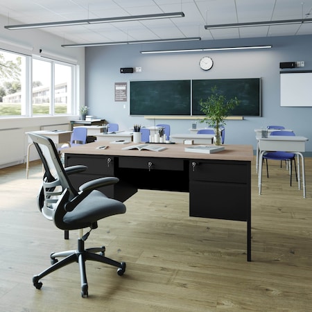 Flash Furniture 30 in D X White Oak, 60 in W X GC-M-BLK-179-WHTOAK-GG